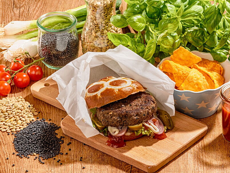 Linsen-Rindfleischburger, 100 g